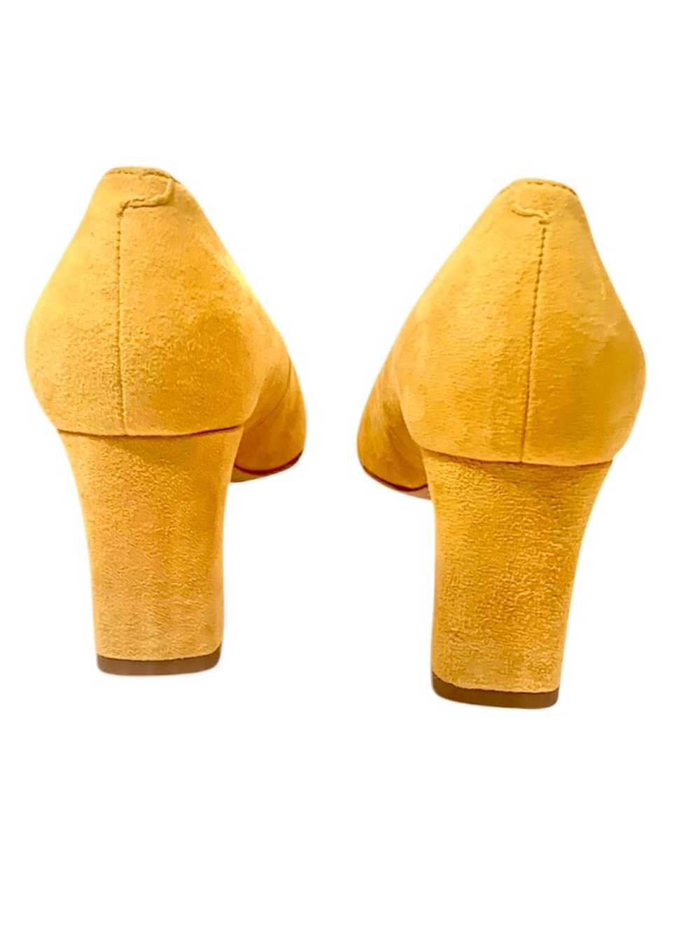 Marc Fisher LTD Zala Yellow Leather Suede Block Heel Pumps - Picture 8 of 9